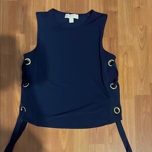 Michael kors Navy Sleeveless Top with Side Ties